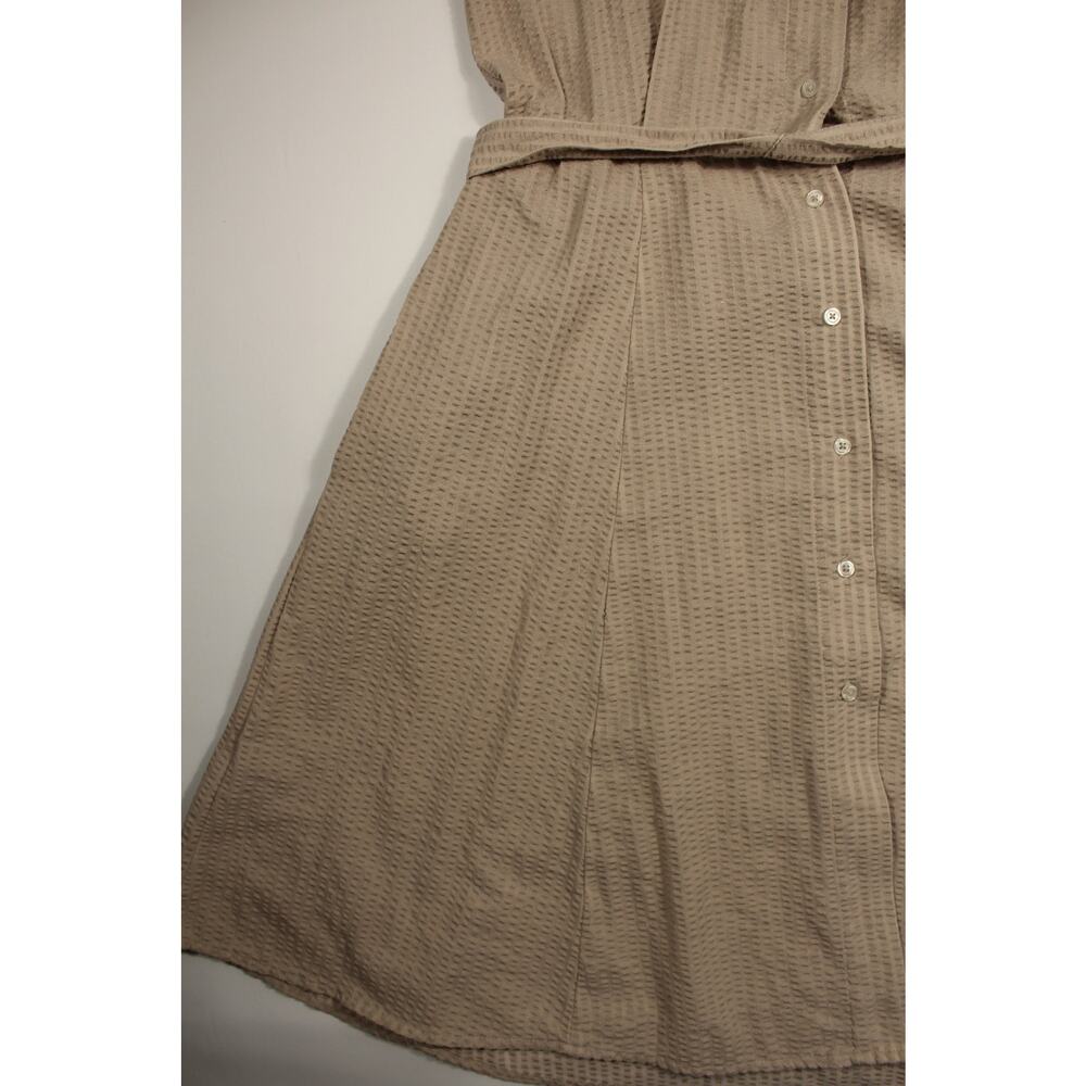 Chaps Women's Cream Seersucker Belted Shirt Dress Size 12 Short Sleeve - Picture 10 of 13